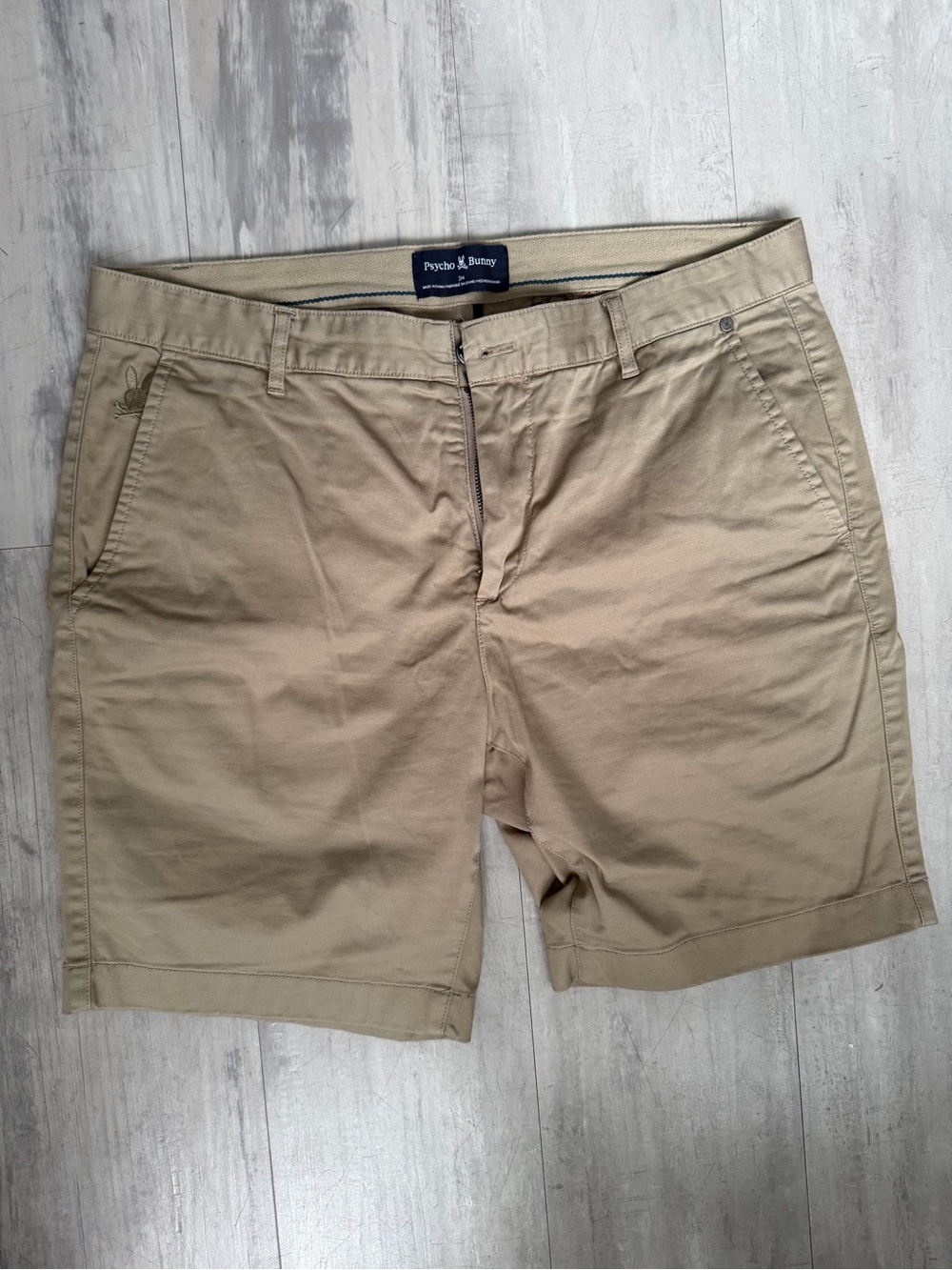 Psycho Bunny Khaki Cotton Chino Shorts in Beige